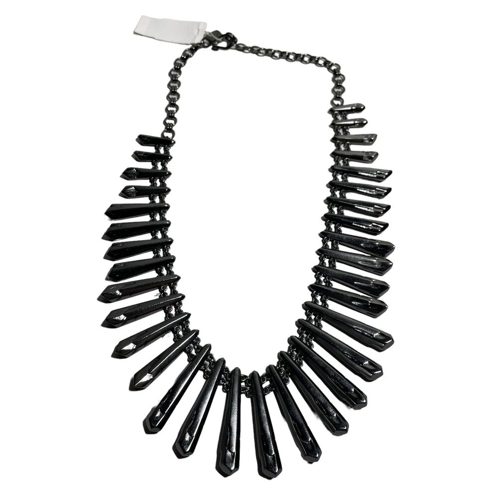 Kendra Scott Jill Spike Statement Necklace Gunmetal New with Tags